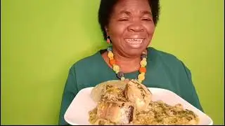 Mukbang Asmr delicious okro soup with moringa fufu/CHALLENG without drinking water 