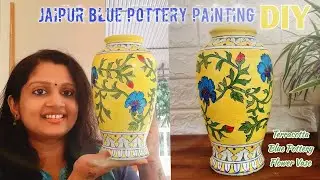 Jaipur Blue Pottery Painting // Blue Pottery Painting On Terracotta Vase // DIY //