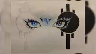 Draw an Abstract Duality: Black And Silver Eye Art With Pencil Colors