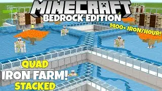 Minecraft Bedrock: Quad IRON FARM! Simple/Working! 1,400+ Iron/Hour! 1.21 Update Tutorial