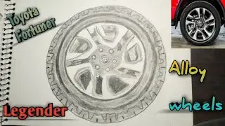 How to draw a Toyota fortuner legender alloy wheels//pencil drawing