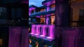 $80M Neon Waterfall Mansion EXTERIOR TOUR! ✨ World's Most Dramatic Luxury Home Revealed