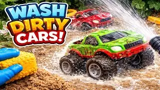 Toy Car Wash 🚿 Dirty Toy Cars Found in Sand | Trucks Clean Cars One by One