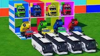 TRANSPORTING BUS, POLICE CARS, DUMP TRUCK, BOX TRUCK, FIRE TRUCK WITH SCANIA TRUCK  - FS22 #31