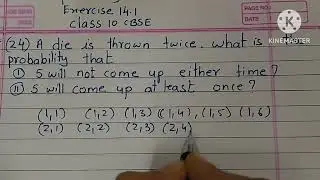 A die is thrown twice twice.what is the probability that (1) 5 will not come up either time?...