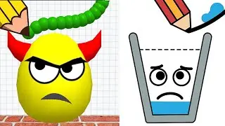 Draw To Smash VS Happy Glass Logic Puzzle Game Mix Level Challenge Double IQ Mix!