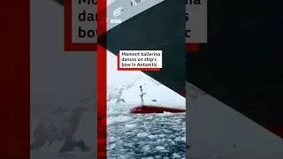 Ballerina dances on ship's bow in Antarctica. #Dance #BBCNews