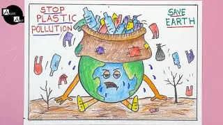 Stop Plastic Pollution drawing | Save environment drawing | stop using plastic |Plastic Pollution