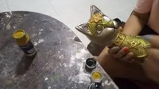 como pintar gatos en técnica metalizados.