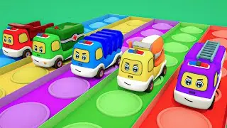 Humpty Dumpty + Bingo song | Funny mini trucks learn colors | Baby Nursery Rhymes & Kids Song
