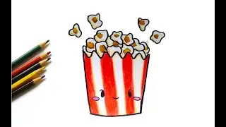 How to draw a cute popcorn for kids easy drawing tutorial