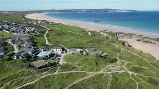 Drone flight over Gwithian Beach, Cornwall
