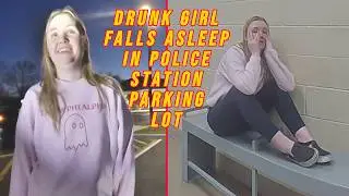 Drunk Sorority Girl Falls Asleep in POLICE STATION PARKING LOT