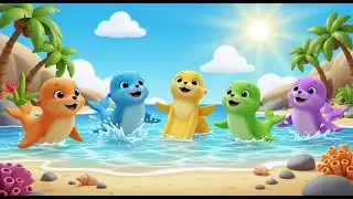 Five Little Sea Lions Splash Splash Splash | Ocean Animals Song & Nursery Rhymes