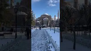 Blue mosque in snow. #travel #youtuber #youtubevideo #snow #beauty #turkey #youtubeshort #world #art