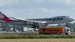 BOEING 747-8R7F CARGOLUX (MIAMI TO AMSTERDAM) LANDING SCHIPHOL AIRPORT PLANE SPOTTING / LXVCN
