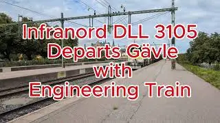 Infranord DLL 3105 Departs G&auml;vle with Engineering Train | Swedish Rail Infrastructure Action