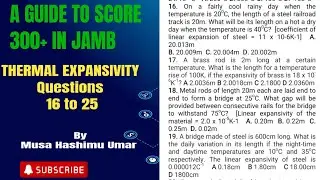 THERMAL EXPANSIVITY QUESTIONS 16 TO 20 ON HOW TO SCORE 300+ IN JAMB