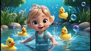 Four Little Ducks Swim in the Pond | Fun Counting Song for Kids | Cheerful Nursery Rhyme