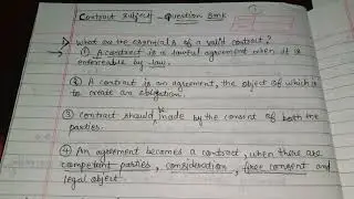 Law of Contract (Imp Questions)  (Part 1)