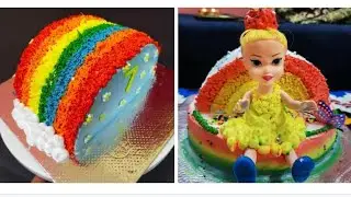 Simple and easy doll cake | rainbow cake | 7th birthday cake decoration ideas