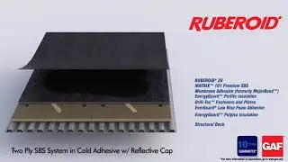 Ruberoid Two Ply SBS System in Cold Adhesive with Reflective Cap | GAF Illustration