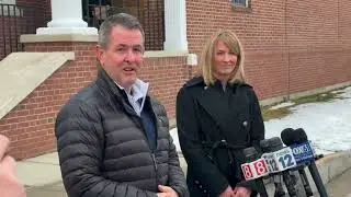 Raul Valle new attorney and Kevin McGrath's father speak outside Milford courthouse
