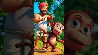 hungry monkey and indian farmer #bandar #kisaan #mota #ai #cartoon