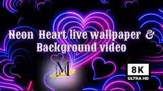 Neon Lights Love Heart Tunnel purple and Romantic Abstract Glow Particles 4k moving Wallpaper bg