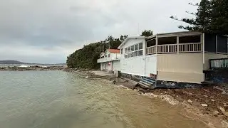Early morning at Terrigal. Seaweed. Strong winds. 