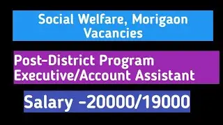 Social Welfare, Morigaon Vacancies-District Program Executive/Account Assistant  Jobs