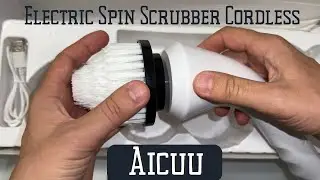 Electric Spin Scrubber-Cordless Cleaning Brush 8 Replaceable Heads and Adjustable Extension Handle