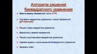 Математика Алгебра КВАДРАТНОЕ УРАВНЕНИЕ ЗАМЕНА ПЕРЕМЕННОЙ