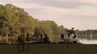 People Enjoy the View and Pulsing Sounds of Cicadas at Angkor Watt