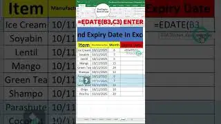Expiry Date Formula in Excel | এক্সেলে এক্সপায়ারি তারিখ বের করার উপায় #excel #exceltricks #exceltips