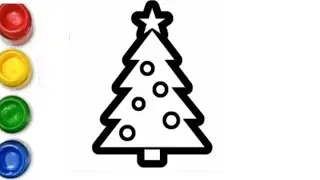 Christmas 🎄 Tree drawing painting and colouring for kids and Toddler||