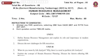 MSC GMT 3RD SEM HUMAN RESOURCE MANAGEMENT MAY 2019 | PTU