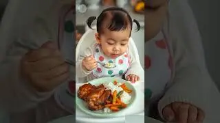 CUTE BABY EATING FOOD BY HERSELF 👼🍼 #baby #babygirl #shorts