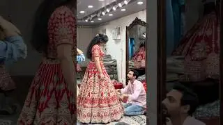 Beautiful bride 👰 trying lehenga in maharani 🫅 collection #maharanicollection #chandnichowklehenga