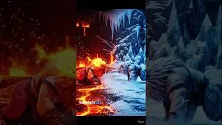 Fire Lion vs Ice Wolf 🔥❄️ | Elemental Kung Fu Battle (4K)#YouTubeShorts#Reels#ViralVideo#4KAction