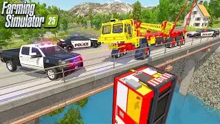 HOUSE ON WHEELS FLIPS OFF BRIDGE | FARMING SIMULATOR 25