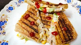 Sweet corn sandwich recipe 🥪 how to grill in sandwich maker, evening time snacks.