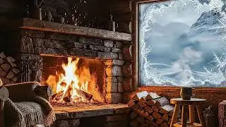 🔥 Fireplace ASMR for Sleep 24/7 | Cozy Winter Cabin ❄️ Crackling Fire, Snow Sounds (No Music)