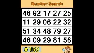 【JimmyPuzzle】 Fun Daily Puzzle for Your Brain! 《Number Search｜Brain Exercise》 #150