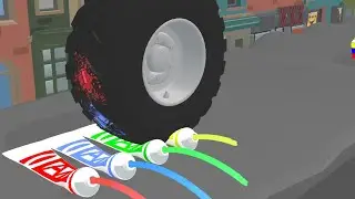 Squeezing Painting colors! 🎨😱 - Wheel Smash - level #4 - High score - All levels
