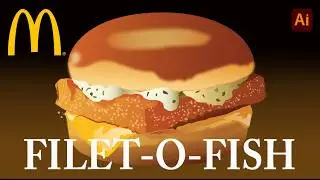 Vector Art: McDonalds Filet-O-Fish Sandwich | Step-by-Step Drawing Tutorial in Adobe Illustrator