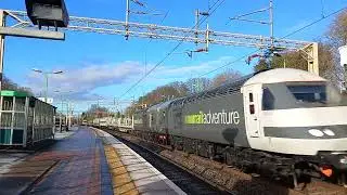 Rail Adventure Cl43 Powercars passing Berkhampstead with barriers.