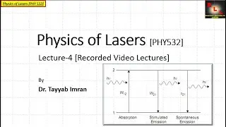 Lasing Transition and Gain [Lecture-4] Physics of Lasers (PHY532) — COMSATS (2019–2020)