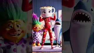 Coffee Cup Head Girl Dances to #brbrbrpatapim 💃☕ | Viral 3D Cartoon | #ballerinacappuccina #shorts