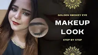 Golden smokey eye makeup look step by step
